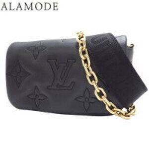 Louis Vuitton Bulegram Wallet on Strap Bag Crossbody Chain Calfskin Black